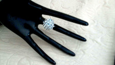 Lt. Blue Topaz Sterling .925 Cluster Ring 20 Stones Prong Set Size 7