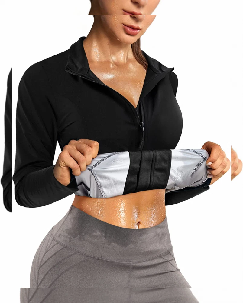 Nebility Women Waist Trainer Jacket Hot Sweat Shirt X-Large, Black