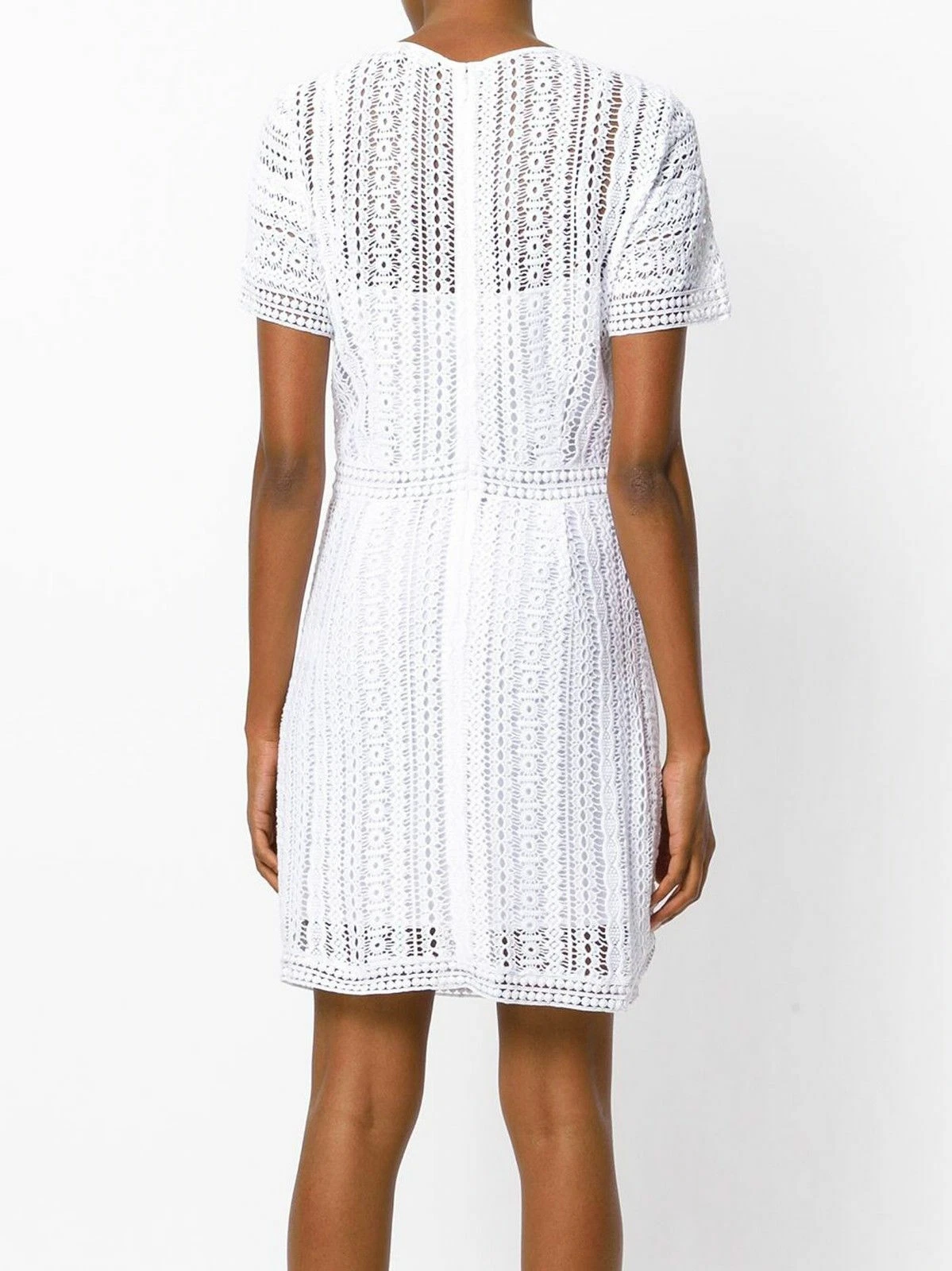 NUOVO MICHAEL KORS abito donna bianco cotone pizzo all'uncinetto maniche corte 34 36 38 $225