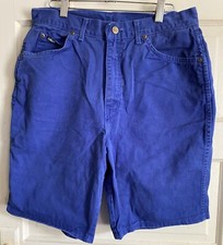 Chic vintage 80s blue colored denim high-waist mom shorts size 16 32" 5-pocket