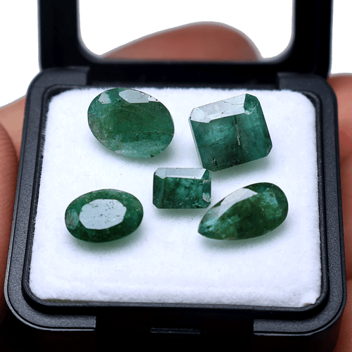 Lote de 5 piedras preciosas sueltas corte facetado de 7 mm-11 mm esmeralda natural sin tratar de Zambia - Imagen 7 de 10