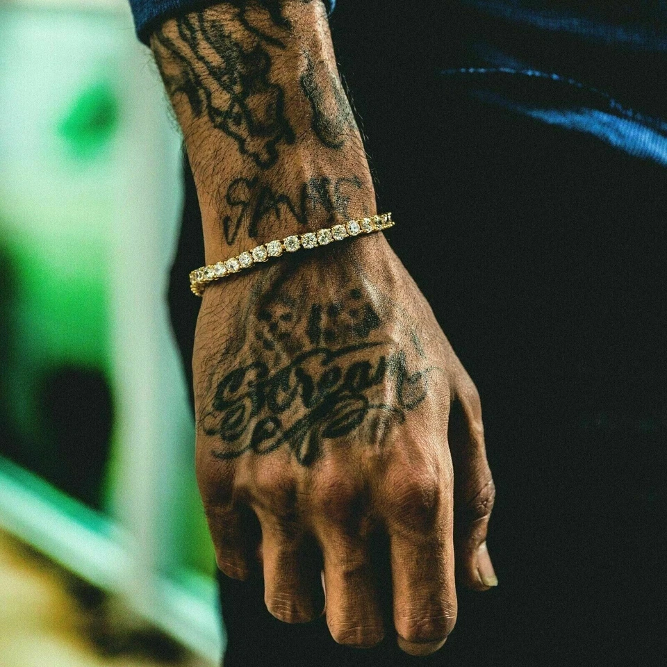 10 Ct Rund Simulierter Diamant Tennisarmband 14K Gelb Vergoldet Silber - Bild 3 von 4