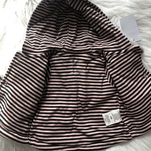 Mac & Moon Kids Jacket Gray Cotton Hoodie Front Button 3/4 Sleeve Cat Dots - Picture 4 of 8