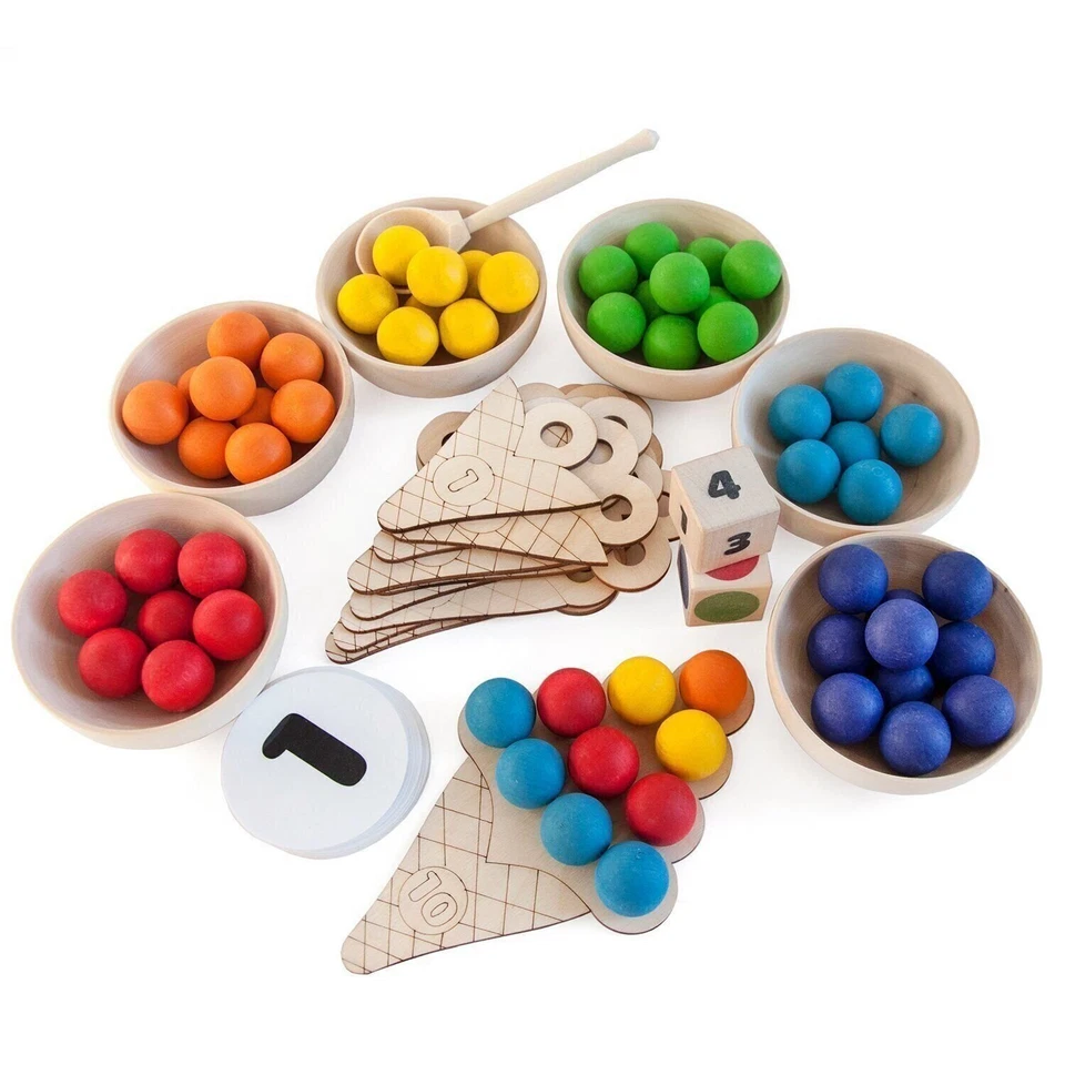 Ulanik Sweet Counting Large Toddler Montessori Toys for 3+ Kids Wooden