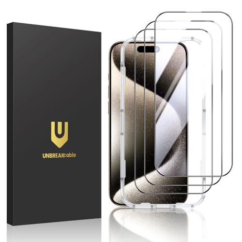 UNBREAKcable Pellicola Vetro Temperato per iPhone 15 Pro[Pacco da 3] (f8g)