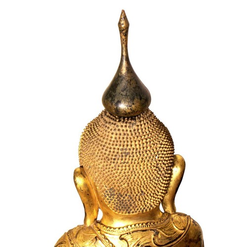 Antique Burmese Shan Wood, Lacquer and Gold Leafed Buddha, 19th Century. - Picture 12 of 13