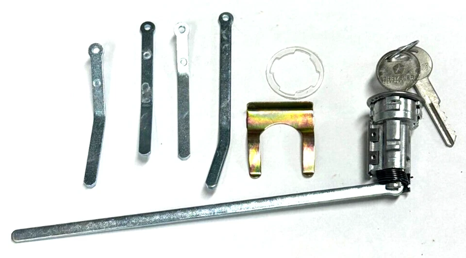 Cilindro de bloqueo de maletero de repuesto para Chrysler Dodge Plymouth con 2 llaves con logotipo Foto 3 de 4