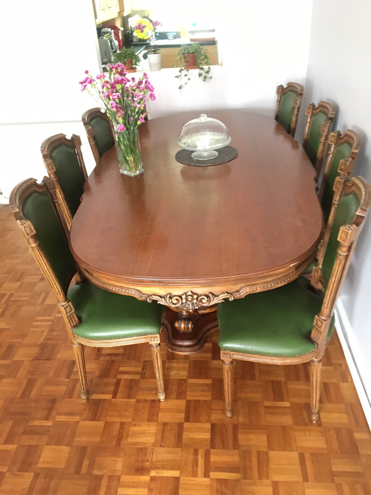 Dinning table and 8 chairs, Antique Table And 8 Chair Hardwood Table