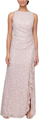 Alex Evenings Dress Cascade Ruffle Mother of The Bride Pink sz 16 NEW NWT AE2