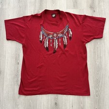 Screen Stars Native American Tribal Feather T-shirt L Single Stitch USA Indian