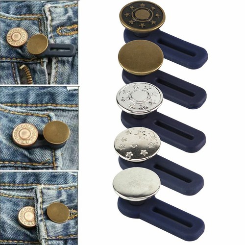 1-5x Unisex Waist Band Pants Extender Retractable Button Trousers Jeans Skirt - Picture 3 of 17