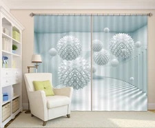 3D White Ball Space ZHUA1377 Photo Curtain Window Blockout Fabric Amy 2023