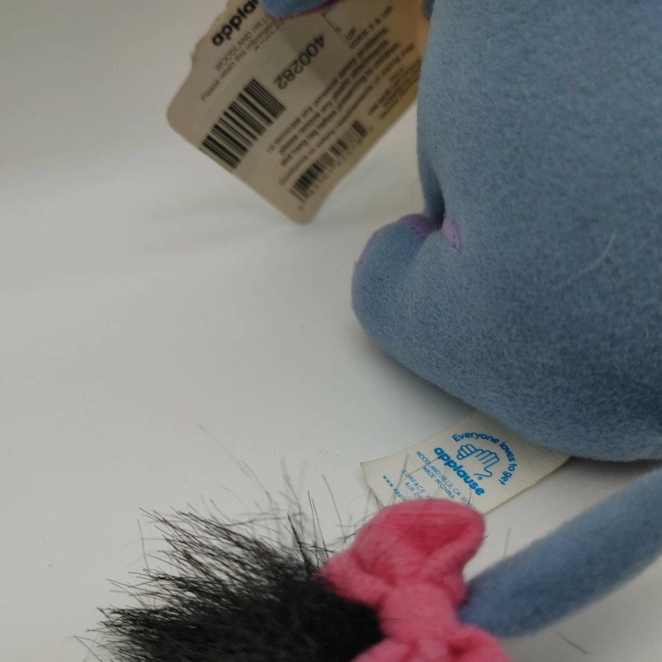 Applause Winnie the Pooh EEYORE WIGGLER 6" Peluche Tog Pull Leaf & He Wiggles RARO Foto 4 de 4