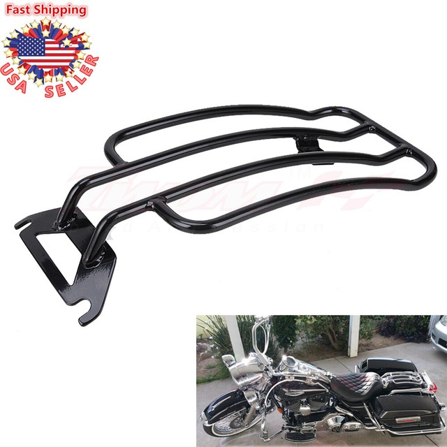 Black Solo Seat Luggage Rear Rack For Harley Electra Road Glide FLHT 19982008 eBay