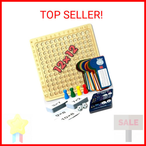 Multiplication Games, 12x12 Wooden Montessori Multiplication Board Game, Larger
