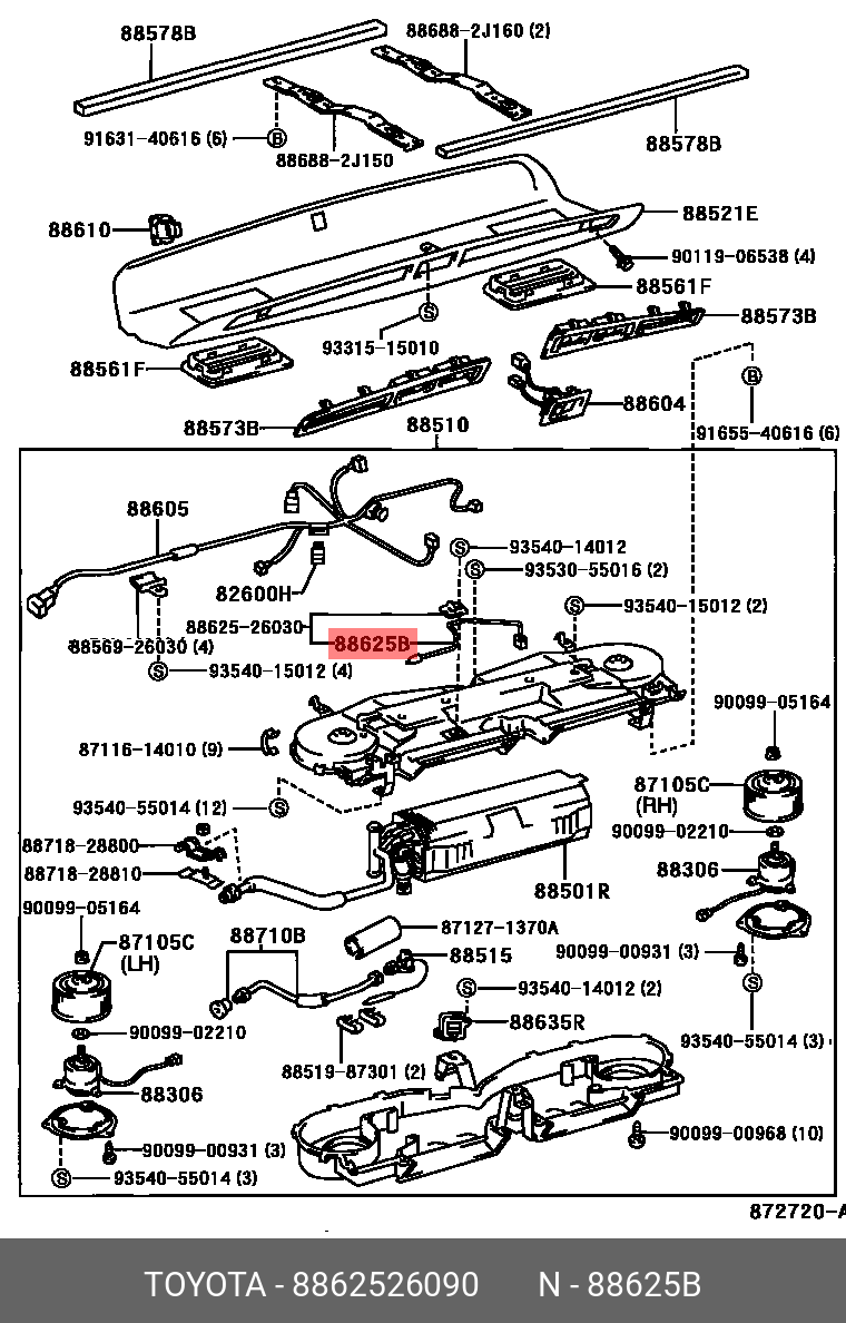 Genuine OE thermistor, cooler, no.1, 8862526090 for TOYOTA 88625 
