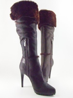 CASADEI 1774M Brown Leather Boots Pellame Artic Moro G175 Size EU39 US 8.5