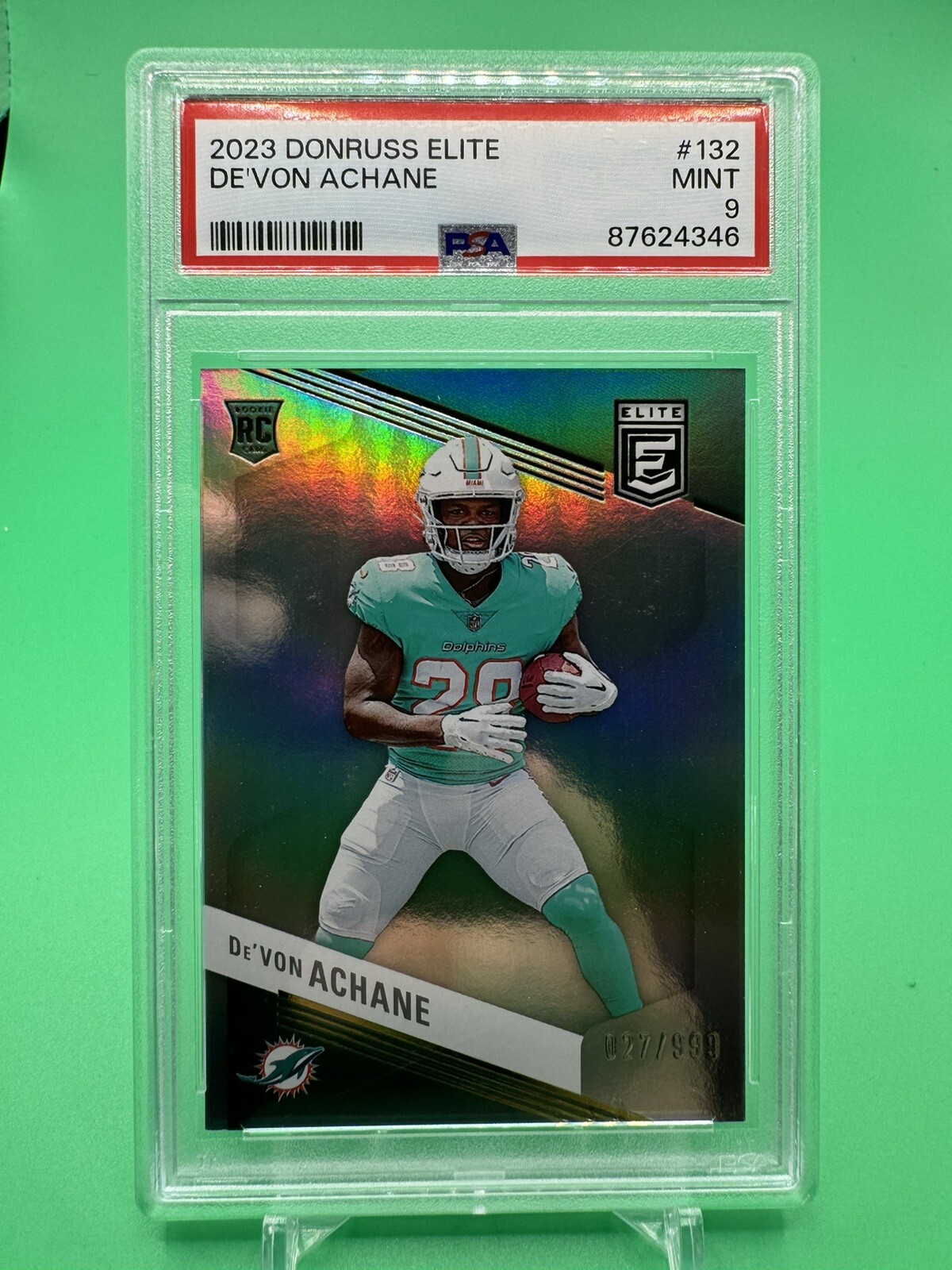 2023 Devon Achane Donruss Elite #132 PSA 9 #'d /999. Silver