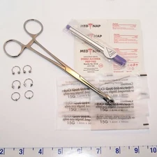 15g Body Piercing Nipple Belly Nose Kit 16g Jewelry  Piercing Kit Sponge Forceps