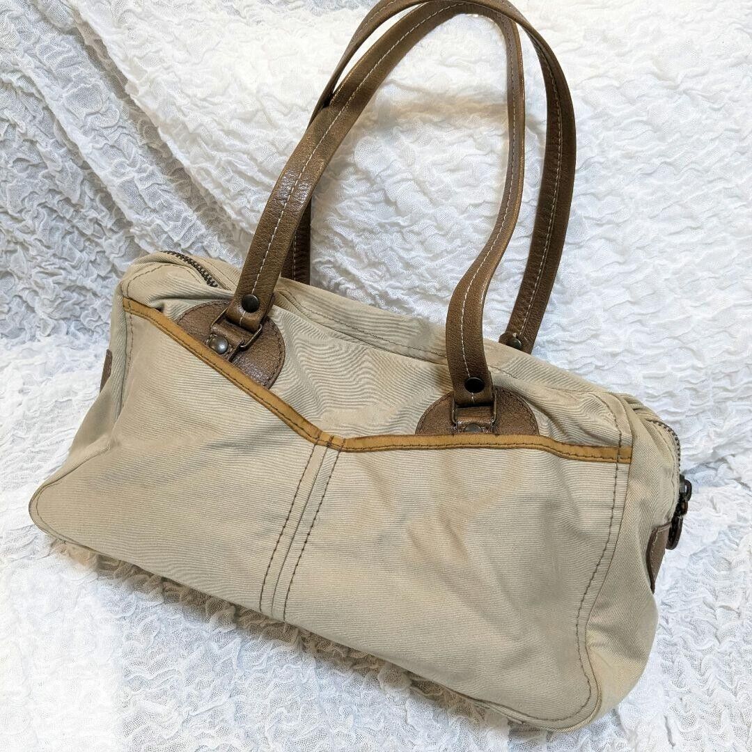 Miu Miu Archive 00s Cotton Leather Small Boston bag Brown Miu Miu Archive 00s Cotton Leather Small Boston bag Brown