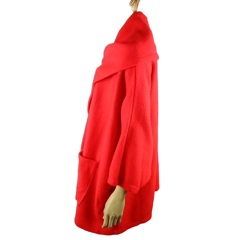 KATHLEEN for Sweet Herb vintage cape red fleece made in USA poncho wrap - Image 4 of 4