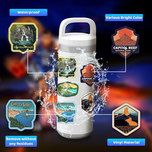 63pcs US National Park Travel Waterproof Stickers - NEW! - Picture 3 of 5