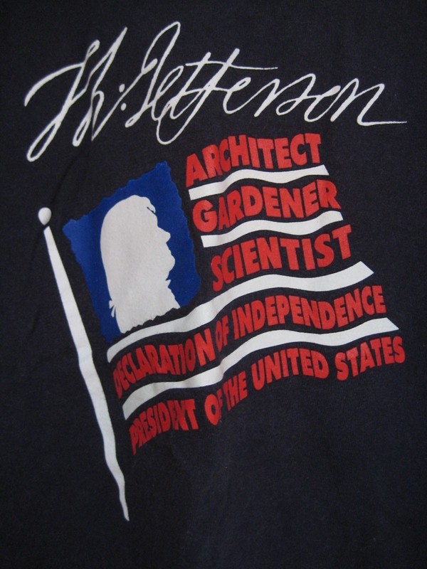 Boys ANVIL SS Cotton T Shirt Sz L (12-14) Blue Thomas Jefferson Souvenir 