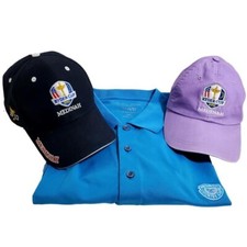 Bobby Jones SS Blue Shirt  Medinah Golf Men's 2XL Hat Women's Cap Ryder Cup 2012