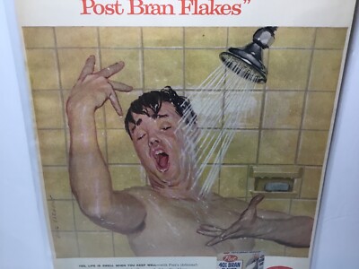 1957 Post Bran Flakes, Vtg. Original Print Ad. Yes, Life Is Swell, When You Keep