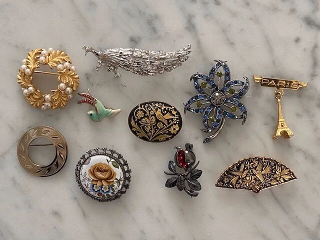 Collection of 10 Charming Vintage Brooches Costume Jewelry eBay