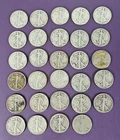 Lot of 29 Walking Liberty 90% Silver Half dollars 1918-1946