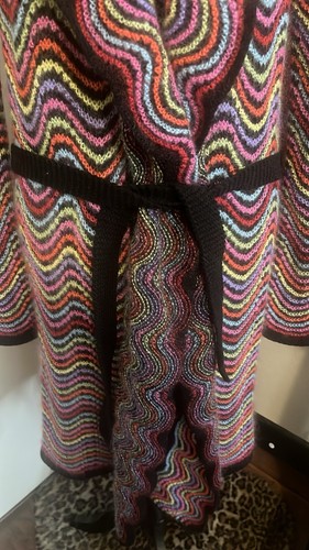 Sonia Bogner Vibrant Colorful Belt Tie Women Cardigan Sweater Size 12 Boho Wool - Picture 7 of 10