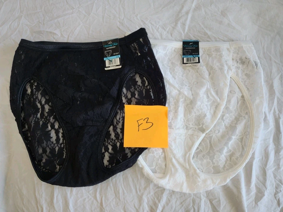 Lote 2 bragas de corte alto de encaje transparente iluminación Vanity Fair talla 5 S 13202 F3 nuevas con etiquetas de colección Foto 2 de 4