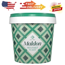 Maldon Salt Sea Salt Flakes 20 oz - (570 g) Resealable Tub Kosher, Natural