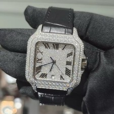 Men s Moissanite Watch GRA Certified Silver I...