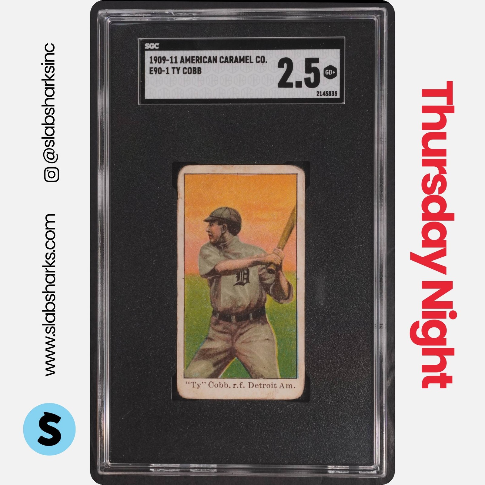 1909-11 AMERICAN CARAMEL CO E90-1 TY COBB SGC 2.5