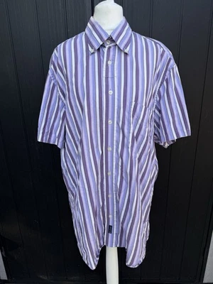 Men’s Gant Pinpoint Oxford Dress fit purple striped short sleeve shirt size L - Image 1 of 4