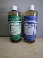 Dr Bronner s 1 Peppermint/Alomond Pure Castile Soap 2 BOTTLES 32Fl OZ EACH 