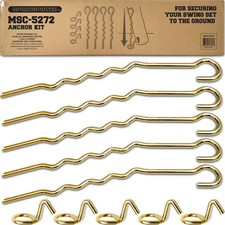 Sportspower 5-Piece Heavy-Duty Steel Corkscrew Ground Anchor Kit for Swing Se...