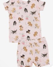 NWT ANGEL DEAR Shortie Pajama Set Bamboo Pink Puppy Alphabet 6
