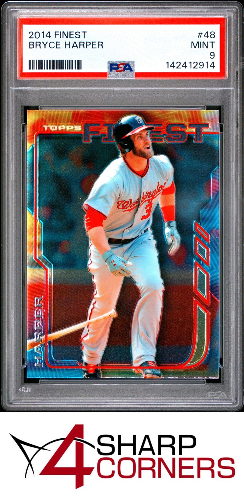 2014 FINEST #48 BRYCE HARPER NATIONALS PSA 9 view 1