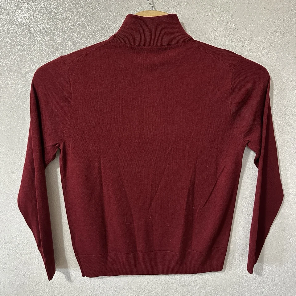 J. Crew Mens Size Medium Dark Red Merino Wool Blend Half 1/2 1/4 Zip Sweater NWT - Image 3 of 4