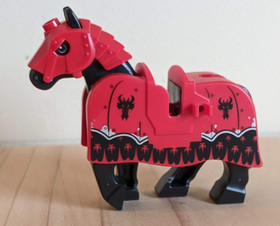 Lego Horse Armored Red Barding From Set 70402 Gatehouse Raid Black Dragon Heads