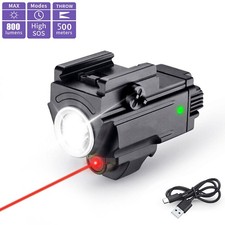 2X800 Lumens USB Rechargeable Red Laser Gun Weapon Pistol Light Flashlight Combo