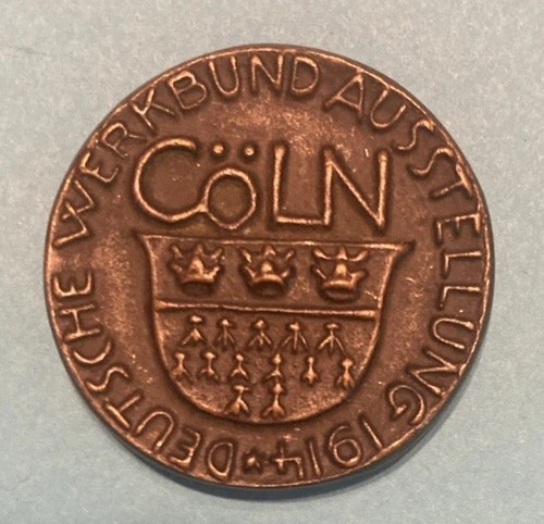 1914 Cologne Germany, Ludvig Geis, Werkbund Exhibition, bronze token, VF - Picture 3 of 6