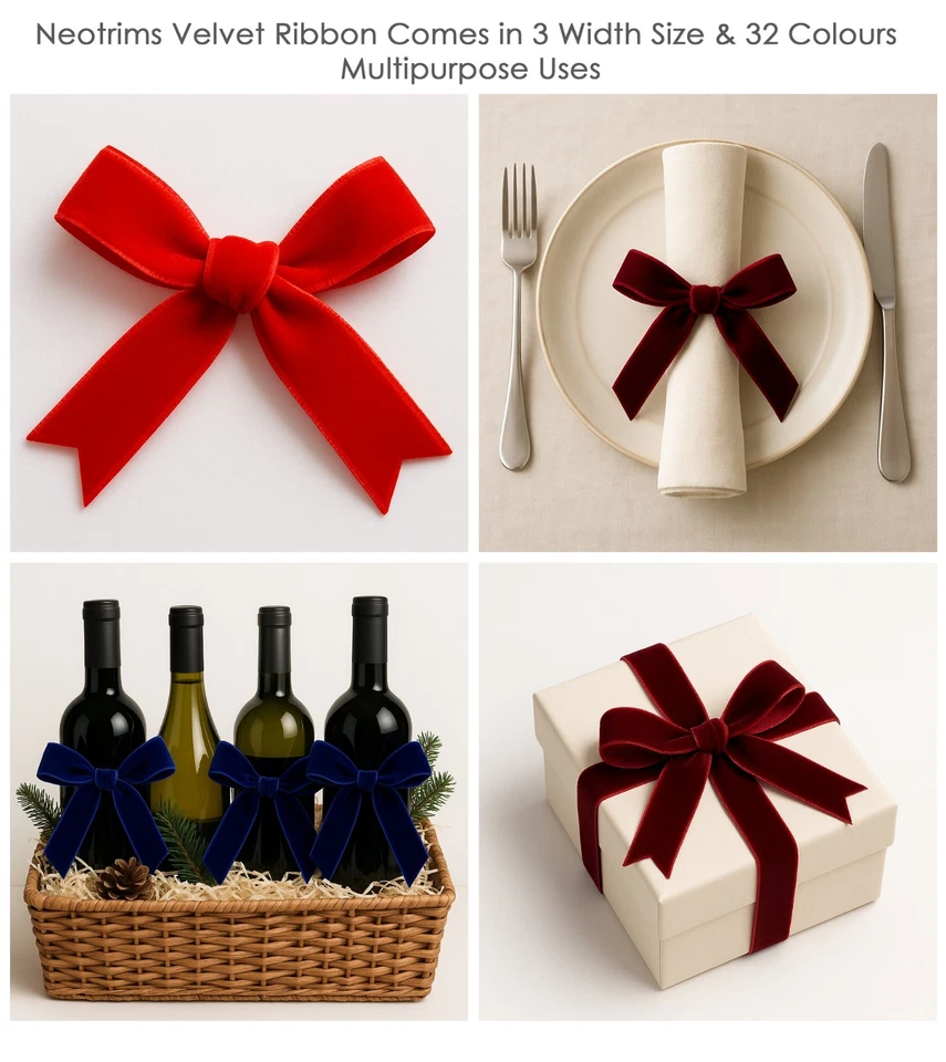 Cinta de terciopelo terciopelo suave 10 mm 19 mm 25 mm para decoración de costura artesanal, 25 yardas Foto 4 de 4