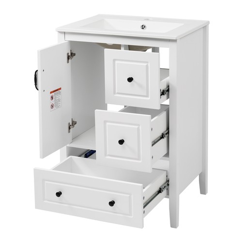 Bathroom Vanity w/Ceramic Sink Freestanding Storage Cabinet w/Soft-closing Door - Picture 40 of 48