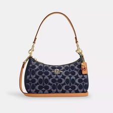 Women Shoulder Bag Signature Retro Denim Natural Blue Brown Cherry Underarm Bag