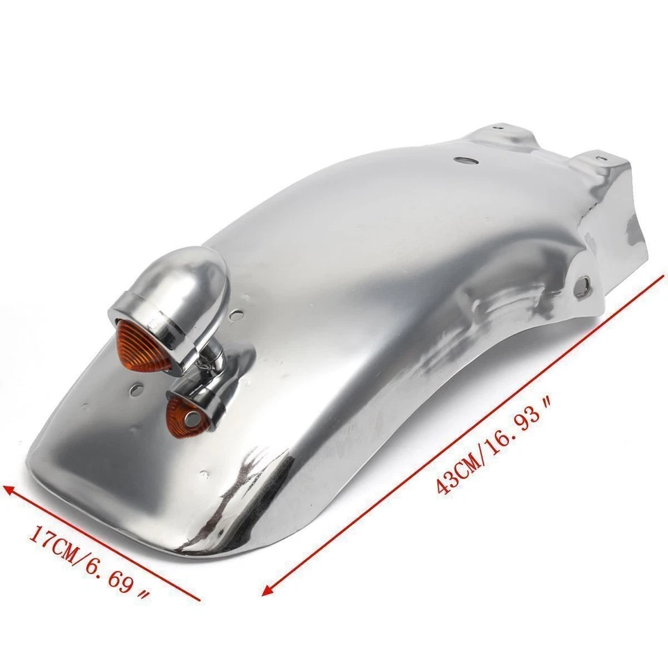 Guardabarros trasero LED cromado guardabarros universal para Honda Yamaha Chopper Foto 3 de 4