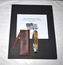 Cuchillo de cuero Trapper símbolo de primera respuesta + libro tradicional Slipjoint